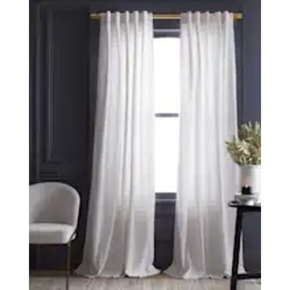 NwT Quince set of 2 48x96 Cotton Slub Curtain in white - Picture 1 of 4